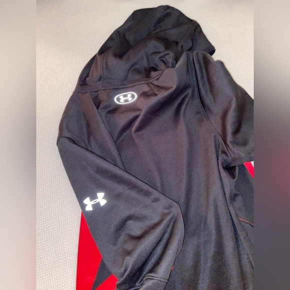 2/60& Men’s UNDER ARMOUR ColdGear black and red  Reactor Fleece Hoodie sz medium - Picture 13 of 16